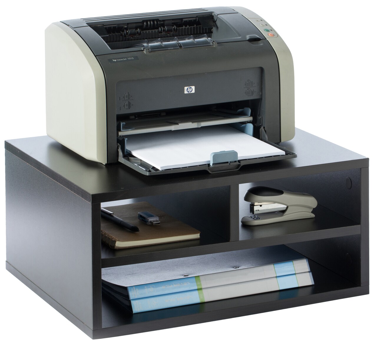 Printer Stand Shelf Wood Office Desktop Compartment Organizer